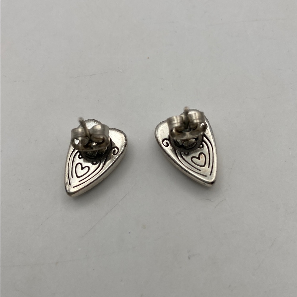 Brighton Crystal Sparkling Heart Silver Earrings Feminine Minimalist New Preppy - Picture 5 of 7
